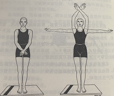 锁手展臂式Bandha Hasta Utthanasana(locked hand raising pose)